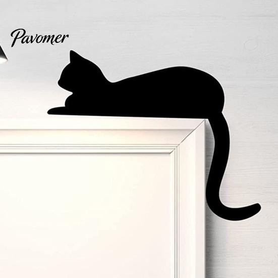 Lustiger Dekorativer Türwinkel Holzschwarz Katze Topper, Minimalistisches Silhouette Rahmen Schild, Stabiler Schnallen Topper Dekor für Wohnzimmer Schlafzimmer & Liebhaber Niedlich
