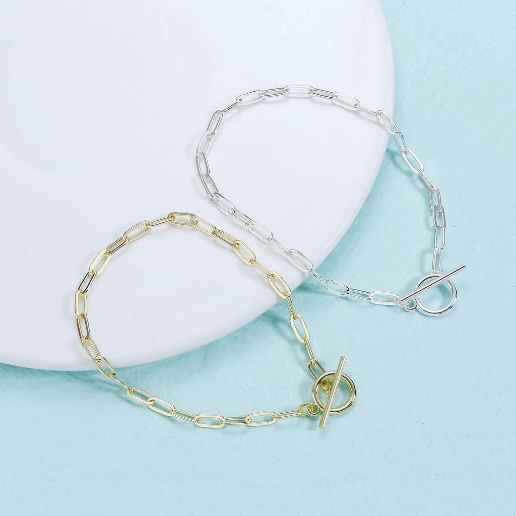 Oval Link Chain Bracelet with OT Clasp in Stainless Steel - European and American Style