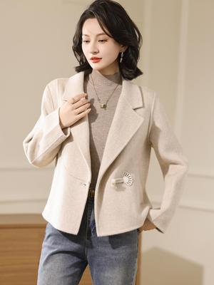2025 Women's Premium Double-Faced Cashmere Short Coat - Stylish Petite Woolen Overcoat