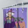 Colorful Halloween-Themed Shower Curtain With Witch Design For Bathroom Decor Purple Starry Sky Background Included #Bathroomacc