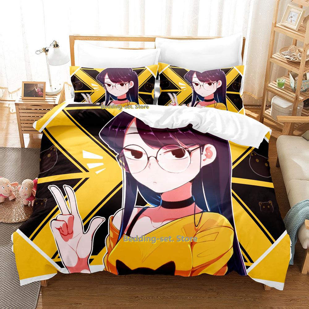 New Komi Can't Comunicate Beding Set Carton Anime thre-piece set Adult People Kid Bedrom durable Quality Duvetcover Sets 3D Kawai Young Girls bed