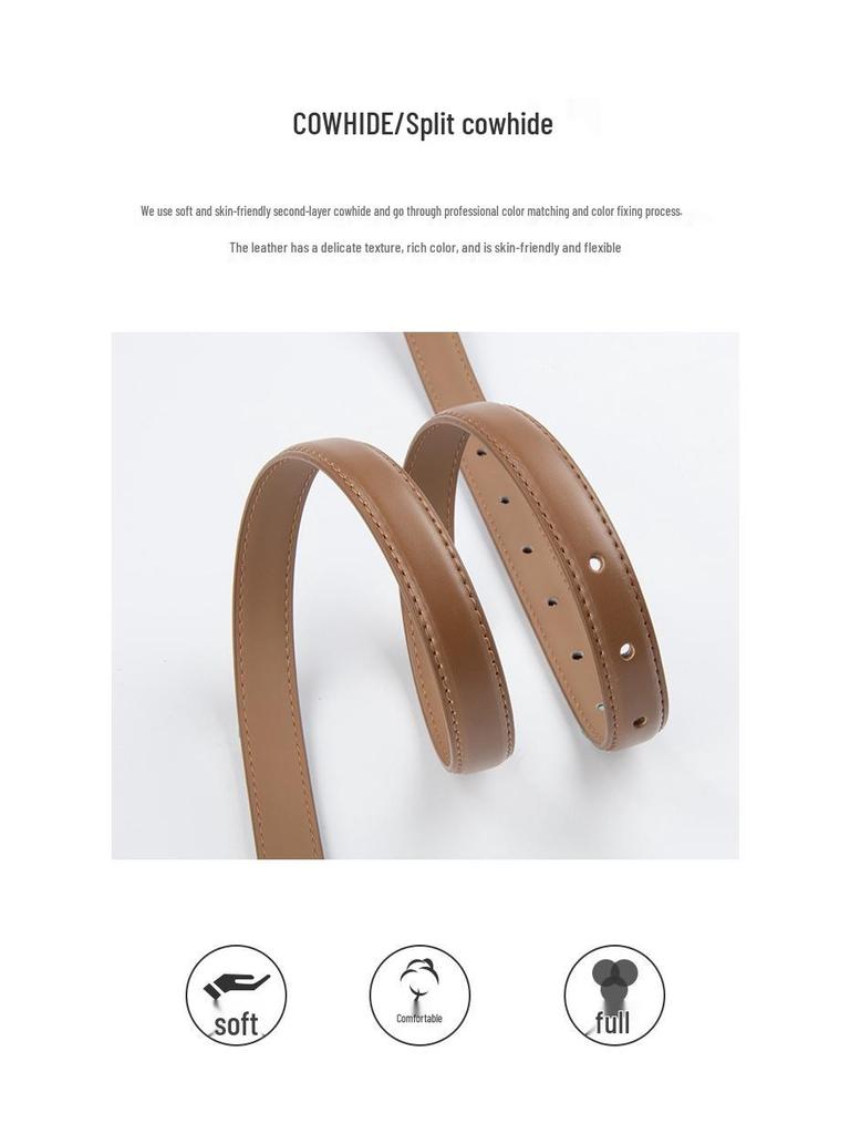 Cuckoo Women's Genuine Leather Skinny Belt for Jeans - Versatile Cowhide Casual Accessory