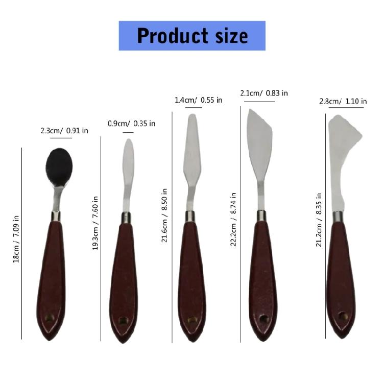 5 Pcs Painting Mixing Scraper Painting Spatula Set Palette Scraper Set Painting Tool for Canvas Painting
