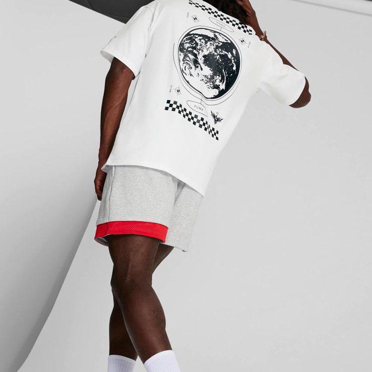 Puma X Melo Boxy Tee 3 Logo Print Crew Neck Short Sleeve T-Shirt Men Tops White 621704-01