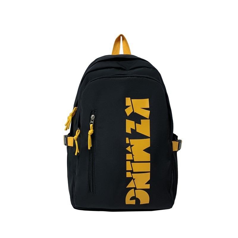 School bag female high-value solid-color letters junior high school students backpack casual simple large-capacity backpack