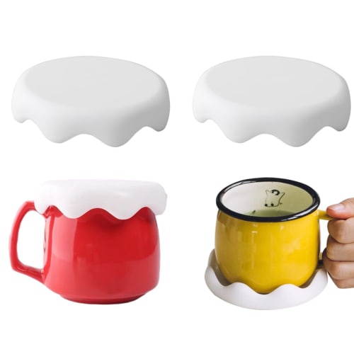 aninako Mug Cup Covers, 2-Piece Silicone Lid, Cold and Heat Resistant, Leak-Proof, Dustproof, Reusable, Dishwasher Safe, Cute Snowflake Shape, Keeps W