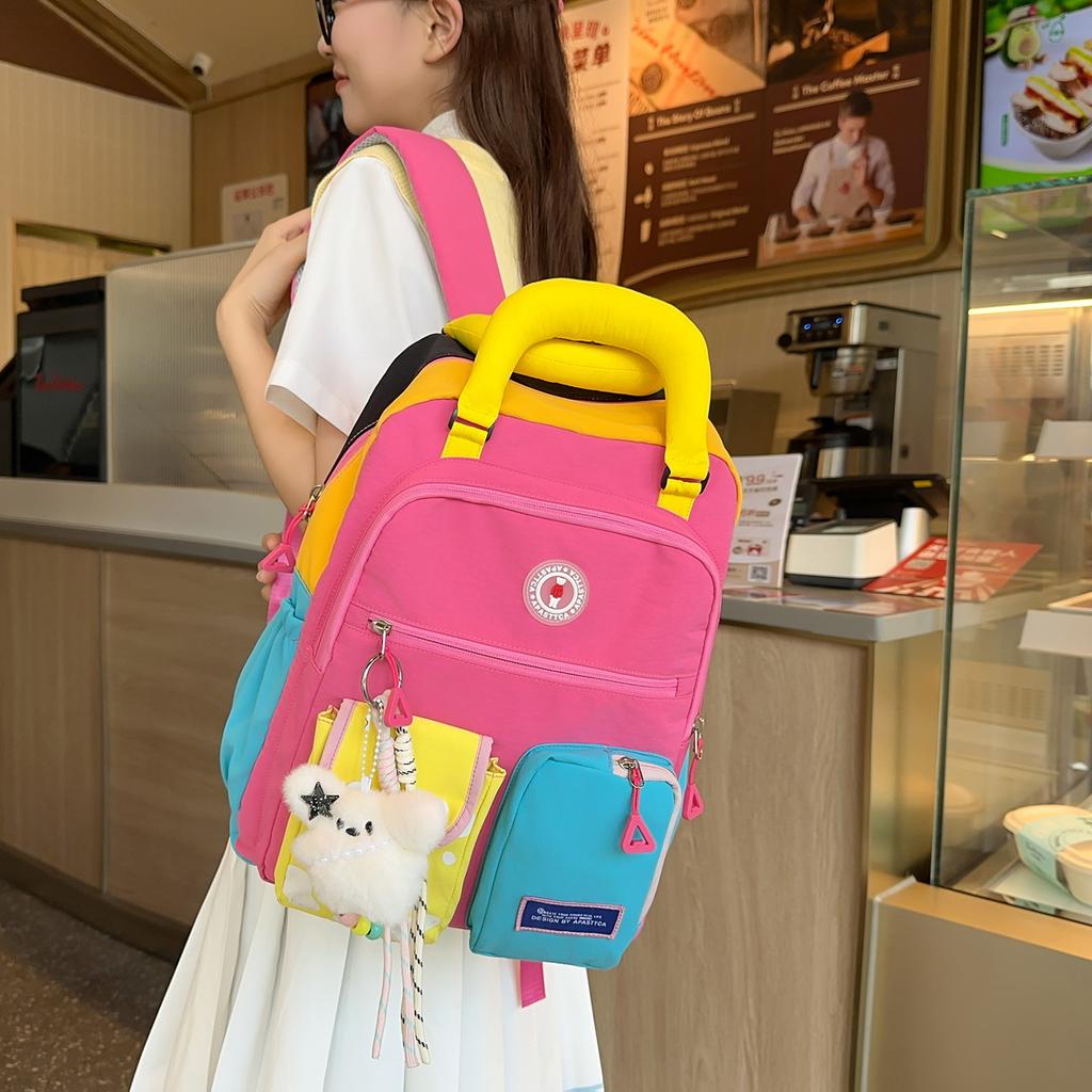 Schoolbag High-value schoolbag for junior high school students, female Japanese and Korean style ins, portable dual-purpose backpack for girls