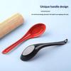 2Pcs Japanese Style Melamine Red Black Soup Spoon Long Handle Simulated Ceramic Ramen Spoon Drop-Resistant Heat-Resistant