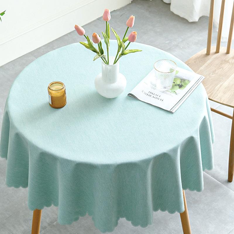 Rectangular Vinyl Tablecloth with Lace Rim ,Heavy Duty 100 % Waterproof Oil-Proof Round Tablecloth for Kitchen Party Picnic Dining  Indoor & Outdoor