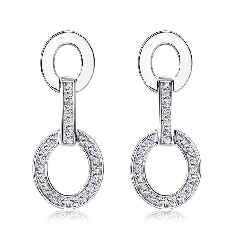 Silvere Glam New Moissanite earrings with a European and American ins style, featuring a high-end double-ring tassel and 925 sterling silver earrings
