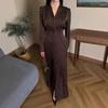 2025 Elegant V-neck Polka Dot Long-sleeved Dress for Women
