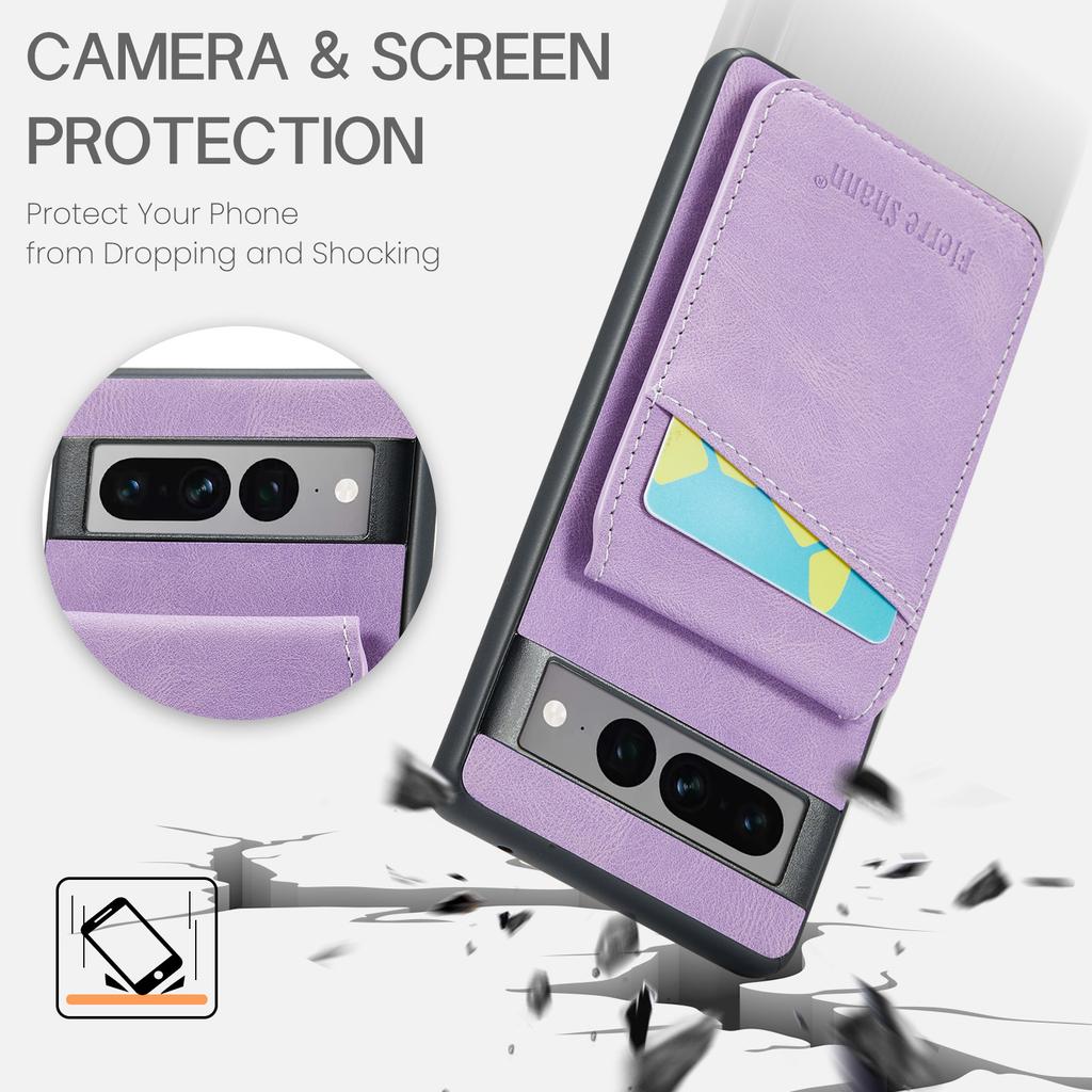 For Google Pixel 7 Pro 5G RFID Blocking Cell Phone Case Card Slots PU+TPU Cover