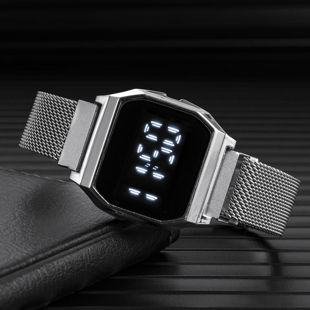 Men's Wristwatch Fashion Casual LED Digital Display Watch Male Gold Stainless Steel Band Waterproof Luxury Watches Herrenuhr