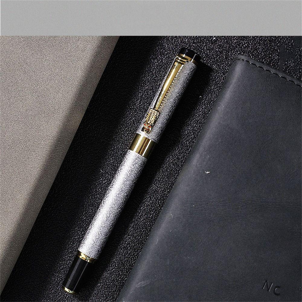 

Stationery Golden Dragon Frosted Black Luxury Writing Pen Ink Pen Business Ink Pen Fountain Pen matte silver