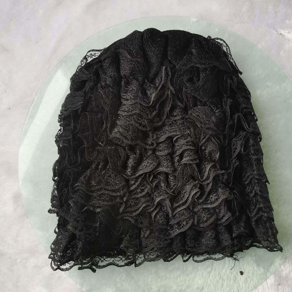 Breathable Elastic Curly Hair Hat Soft Elderly Beauty Cap Mesh Lace Pullover Cap  All-match