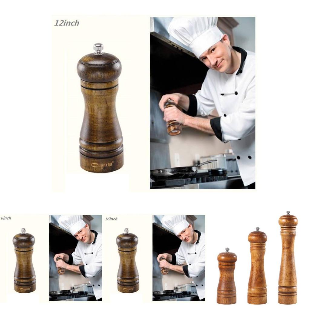 Wooden Salt And Pepper Mill Set With Antique Finish For Culinary Preparation And Kitchen Decor