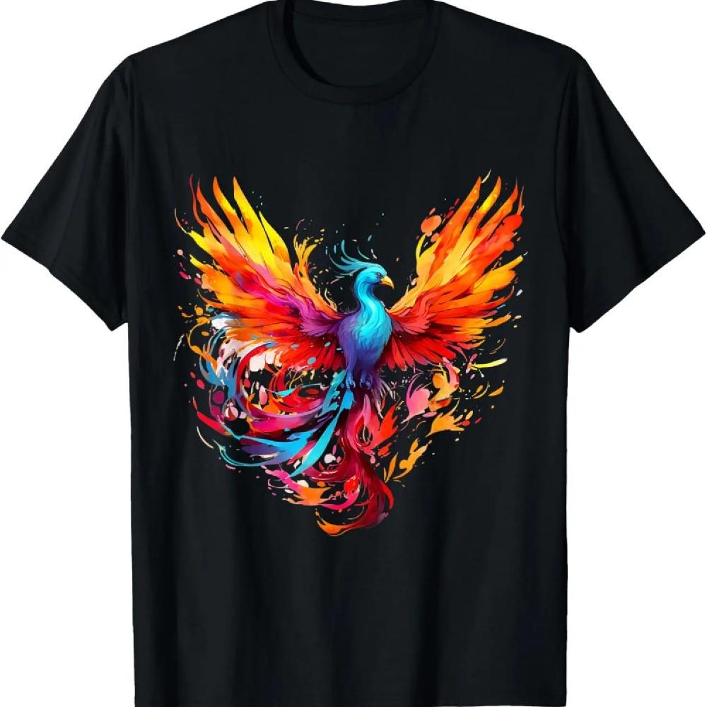 Rising Fire Phoenix Design T-Shirt