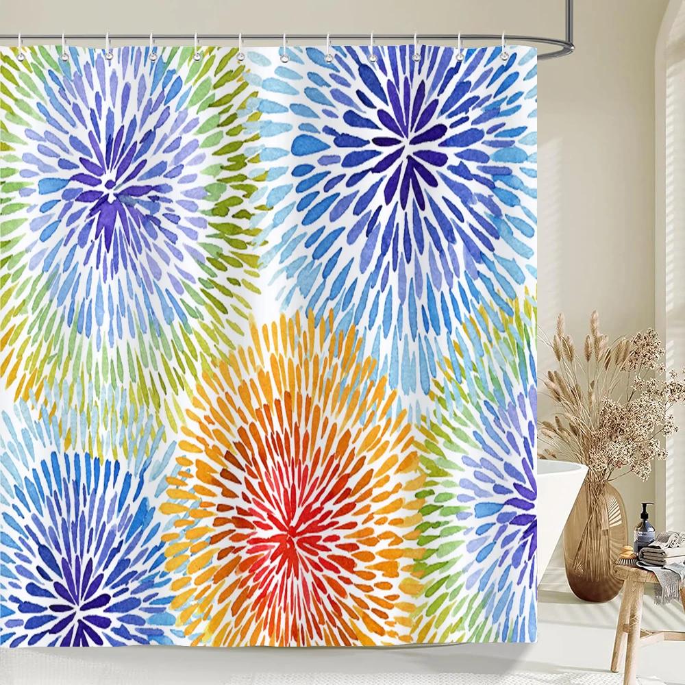 Waterproof Polyester Colorful Shower Curtain Modern Color Print For Bathroom Curtain Long 180*200Cm Shower Curtains Cortina