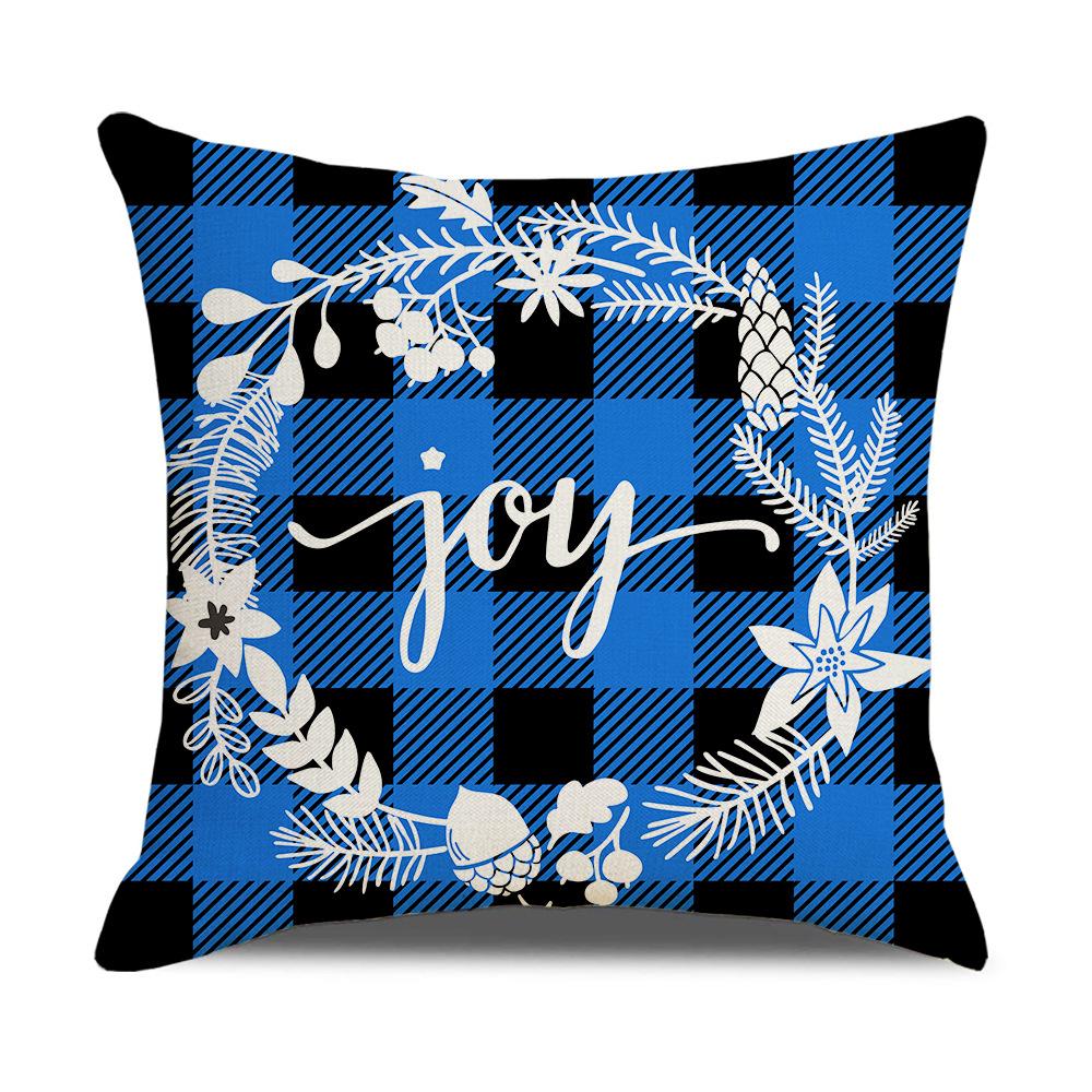 Leinen Kissenbezug Frohe Weihnachten Einfacher Karomuster Weihnachts-Kissenbezug Kissenbezug Zuhause Weiche Dekoration Kissenbezug