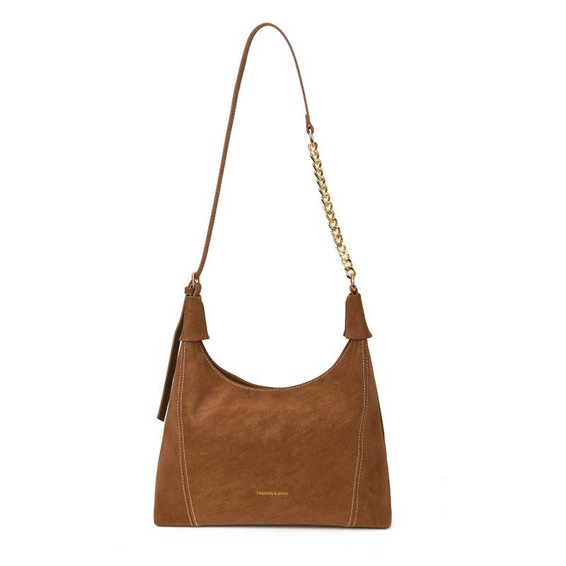 Retro Soft Leather Single Shoulder Bags for Women Trend Casual Large Capacity Commuting Messenger Bag Fashi Chains Bucket Bags