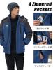KEFITEVD Winter for Outdoor and Navy Size Men's Jacket, Fleece-Lined Windbreaker, Warm, Water-Repellent, Activities, Motorcycle, Skiing, Camping,