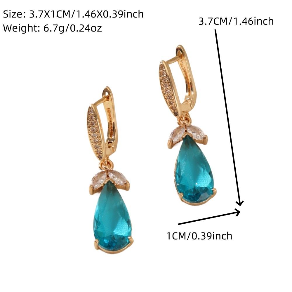 1 Pair Delicate Drop-shaped Leaves Dangle Earrings for Women Cubic Zirconia Jewelry Wedding Party Accessories