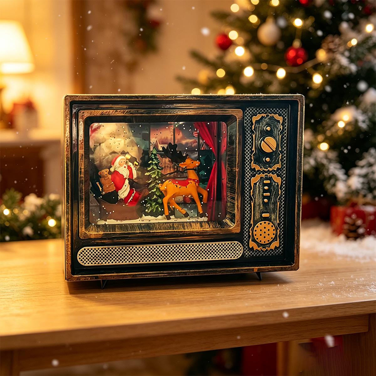 Retro TV Ziemassvētku mūzikas kastes rotājums: