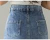 Women's High-Waisted Beaded Denim Mini Skirt - A-Line, Mid-Length with Slit, Slimming Bodycon Style, Perfect for Summer 2025