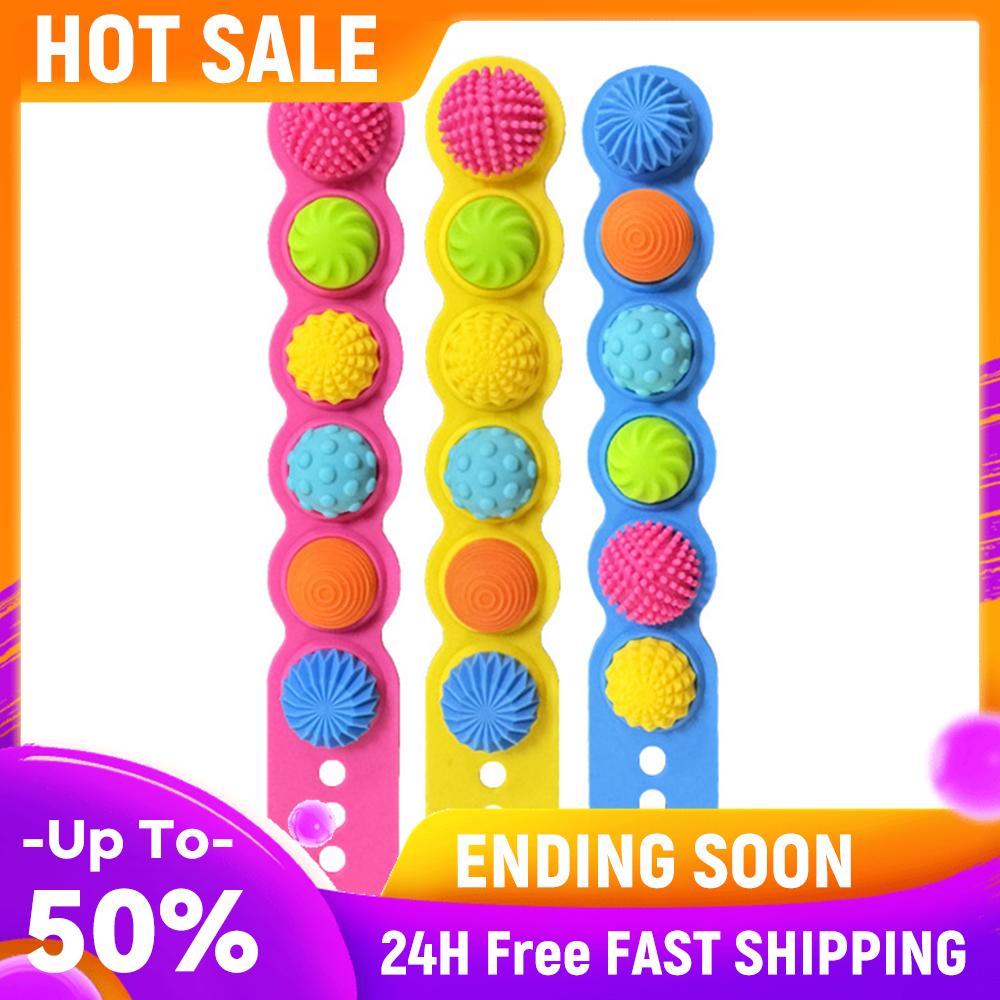 

3Pcs Sensory Ring Fidget Toy Easter Basket Stuffers Gifts Silicone Texture Spin Bracelet for Kids and Adults ADHD ADD Autism China Mainland