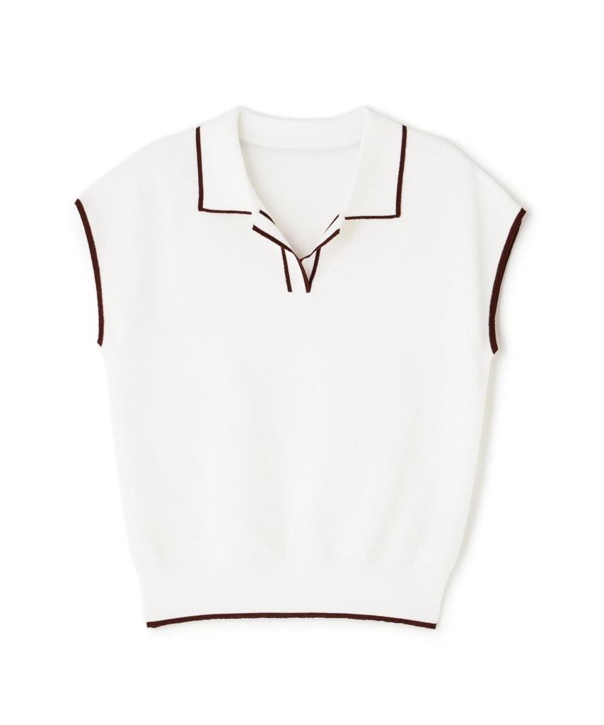 Natural Beauty Skipper Polo Knit Sweater with Glitter Size M [N Basic] Women's Off-White Lines,