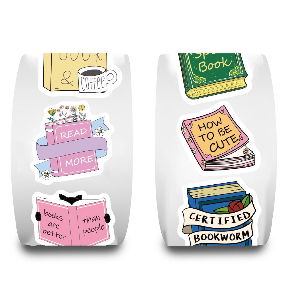 500PCS Bookish Roll Stickers Notebook Personalized Laptop Account Decoration Luggage Living Coffee Wall Cup Phone Case Stickers