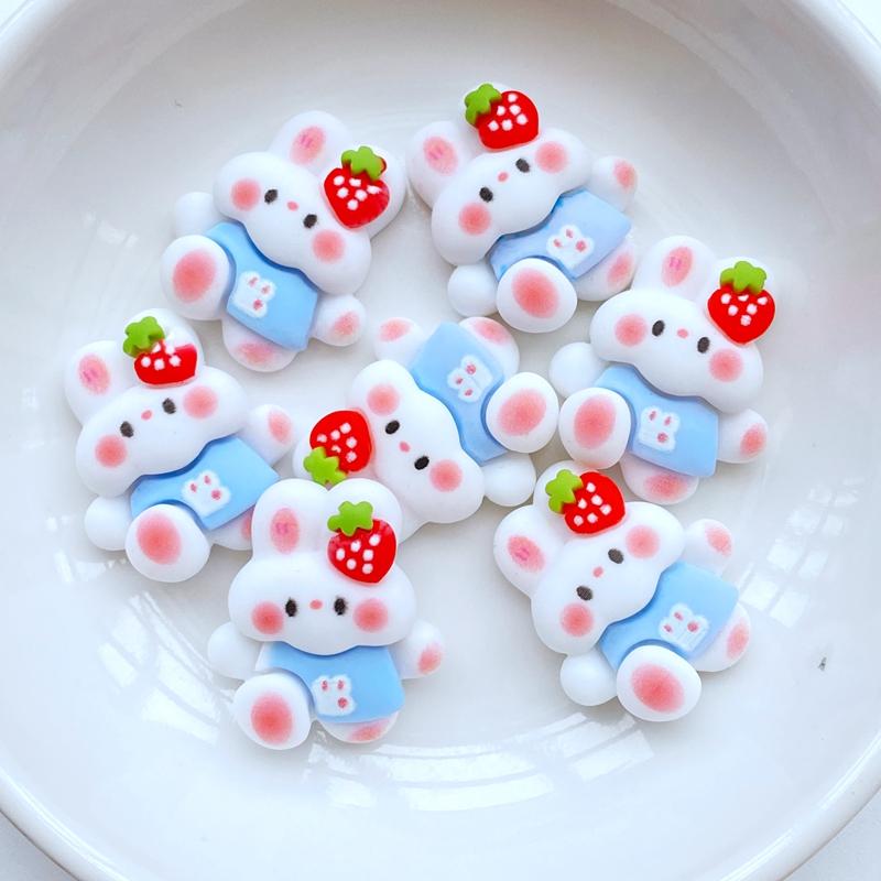 10Pcs New Cute Mini Cartoon Rabbit, Bear Flat Back Resin Cabochons Scrapbooking DIY Jewelry Craft Decoration Accessorie