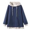 Spring Autumn Womens Hooded Sweatshirt European Style Color Block Loose Fit Long Sleeve Jacket