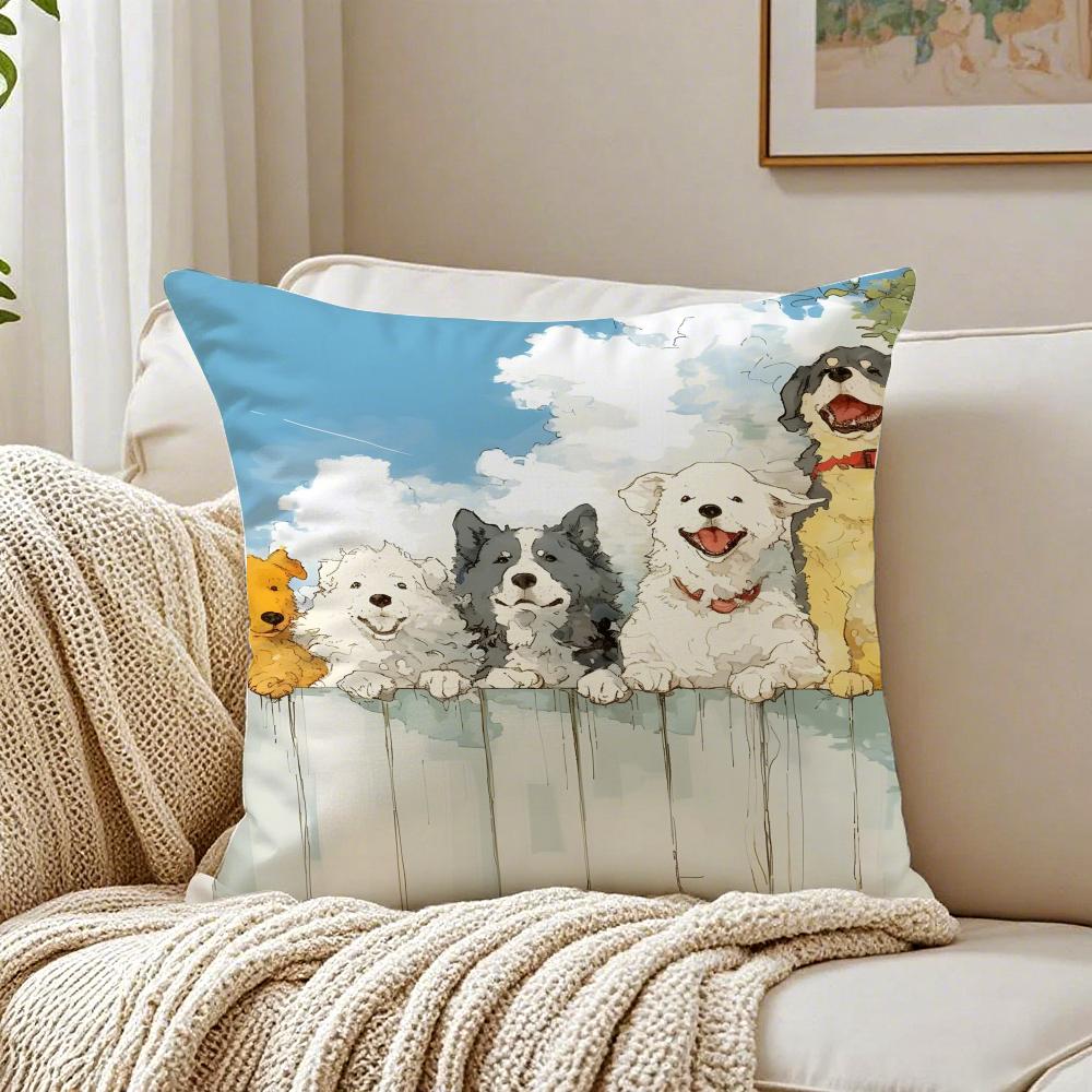 

Cute Dog Invitation Play Cushion Cover Pillowcase Antidustmite living Room Sofa Decor Cushion Room 30X30cm