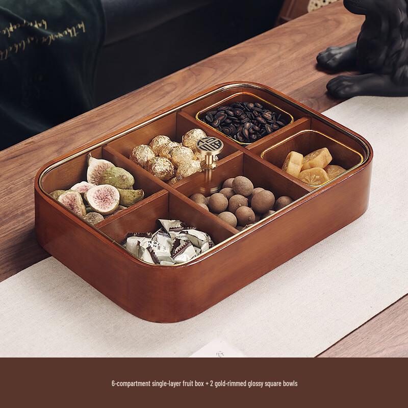 Naijiang New Chinese Solid Wood Snack Tray with Lid