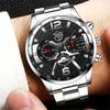 3pcs/set, Fashion Men's Calendar Sports Quartz Watch with Stainless Steel Strap & Bracelet & Necklace, Best Gifts for Him