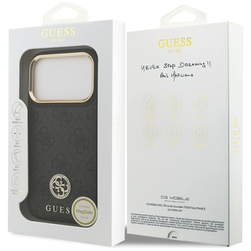 Guess 4G Strass Logo MagSafe Case for iPhone 17 Pro Black