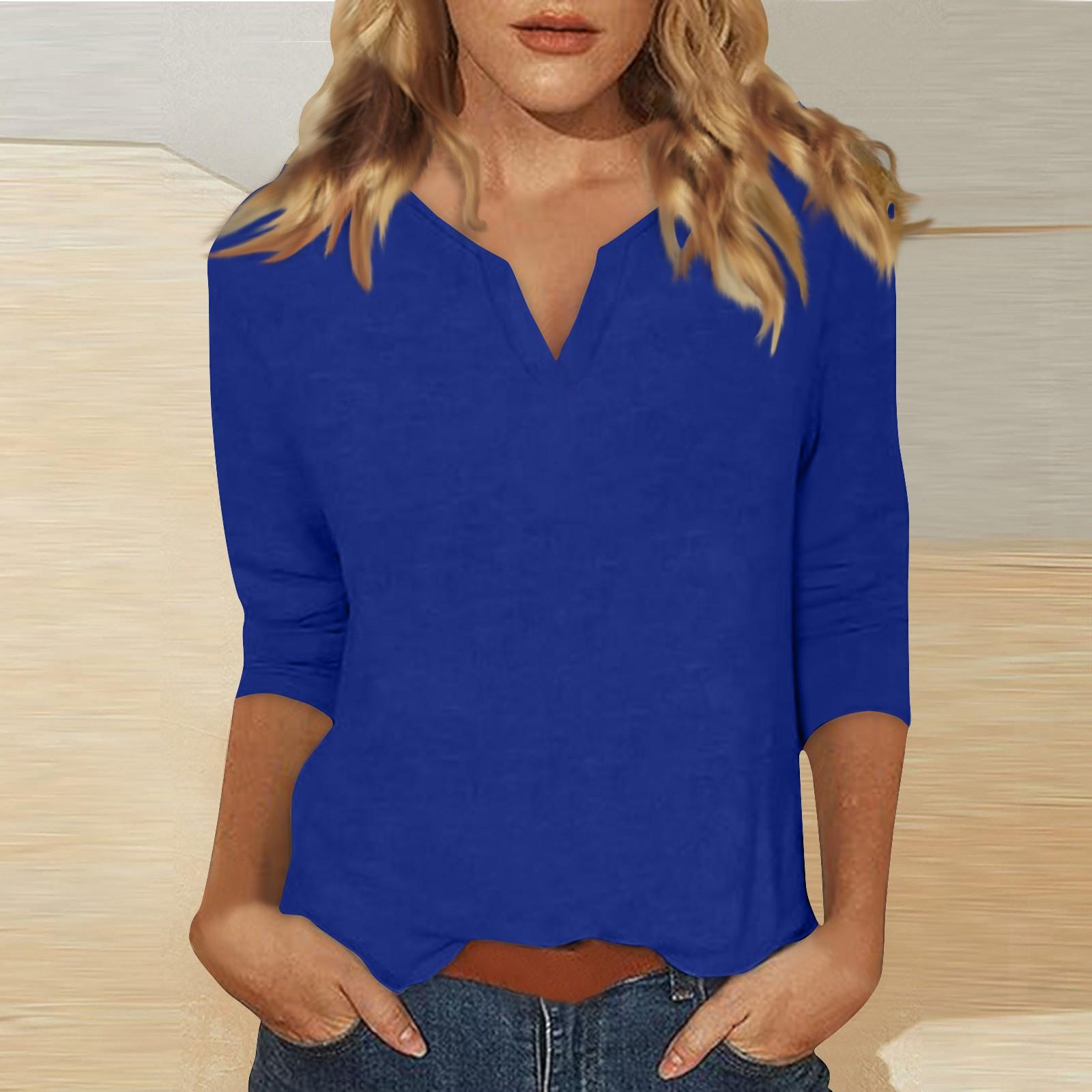 Женский однотонный топ с круглым вырезом и рукавами 3/4 V+ XL жёлтый — фото 6