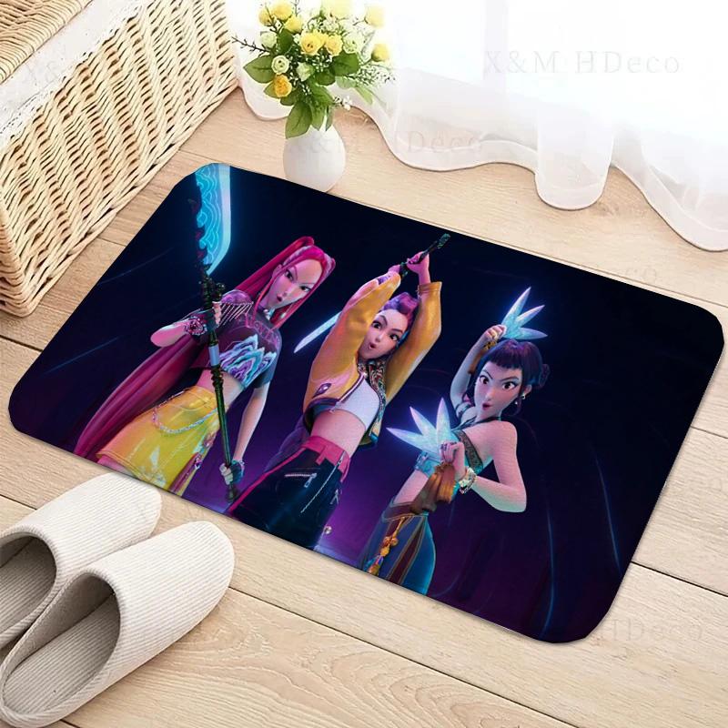 Kpop D-demon Hunters Floor Mat Rectangle Anti-slip Home Soft Badmat Front Door Indoor Outdoor Mat Welcome Doormat