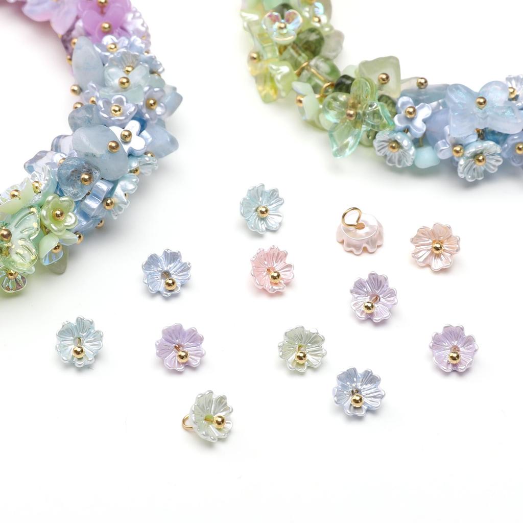 Resin Charms Imitation Pearl Preserving Mini Flower Pendant For Jewelry Making Accessories