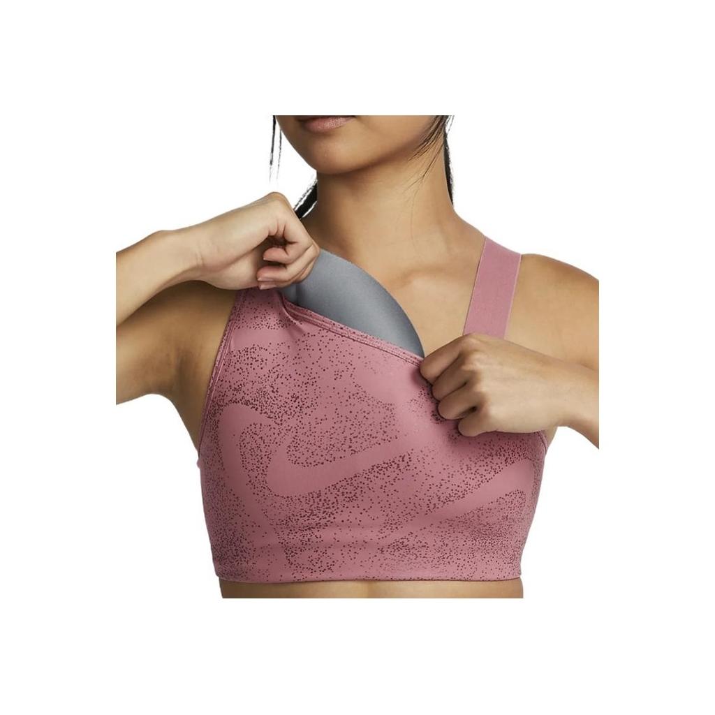 Nike Logo Print Medium Support Padded Asymmetric Sports Bra Women Underwear Pink DQ5243-667