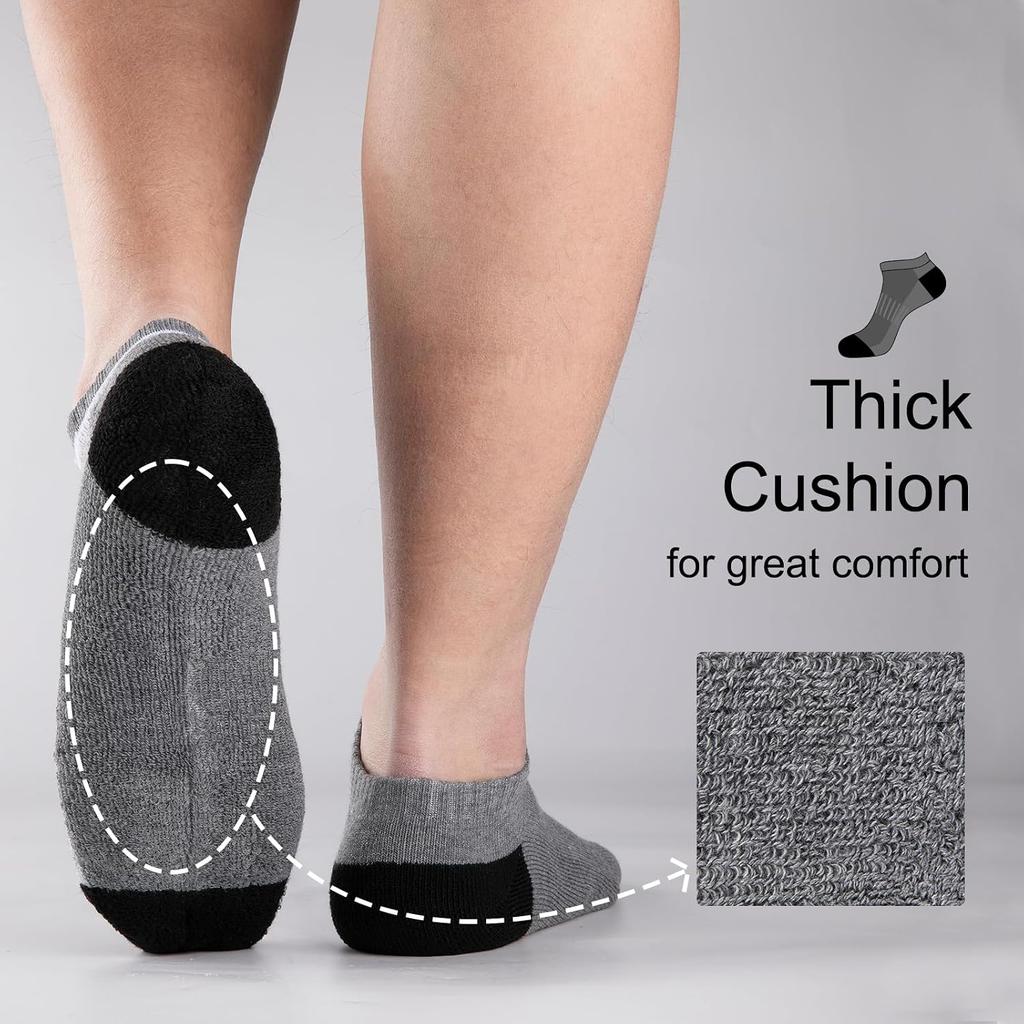 10 Pairs Mens Ankle Socks, Men 10 Pack Low Cut Comfort Cushioned Casual Socks, Breathable Soft Elastic No Show Short Socks, Lightweight Sports Socks
