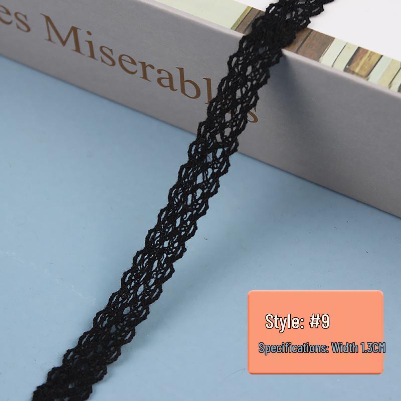 Black Pure Cotton Lace Trim for Clothing and Curtains