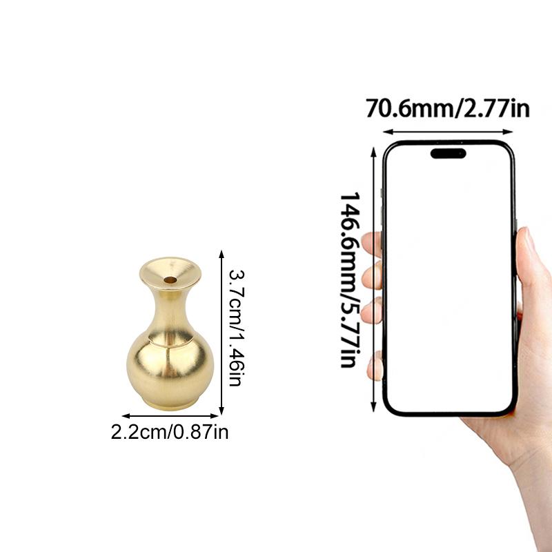 1PC Small Ornaments Portable Home Decor Tea Ceremony Brass Vase Buddhist Supplies Mini Gourd Incense Holder Aromatherapy Stove