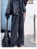 Plus Size Leopard Print Wide-Leg Pants for Women - High Waist, Loose Fit, Autumn/Winter