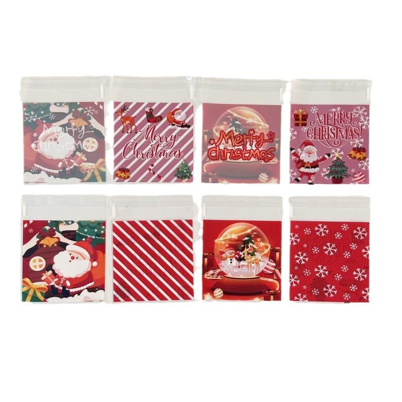Christmas, Santa Claus, Christmas Tree, Snowflake Puff Pastry Packaging, Cookie and Croissant Bags, Self-adhesive, Candy, Party Gifts, Packaging Bags
