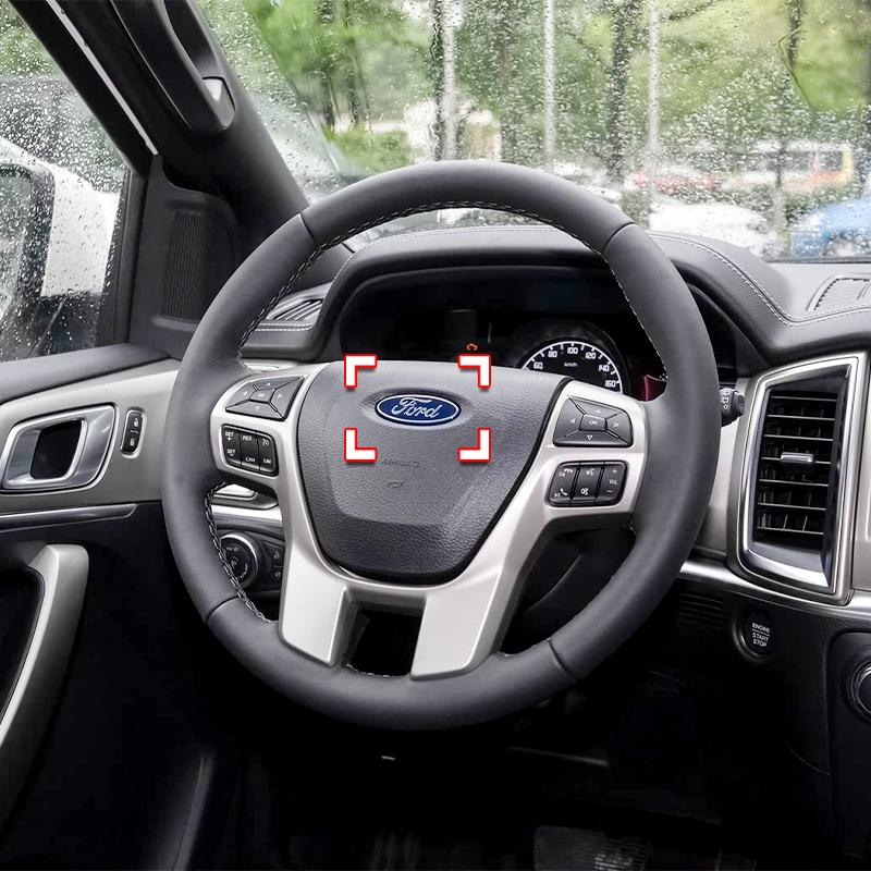 58x22mm 3D Aluminum Steering Wheel Badge Emblem Cover For Ford Focus MK4 Ranger Fiesta Mondeo Edge Escape Auto Tuning Accessory