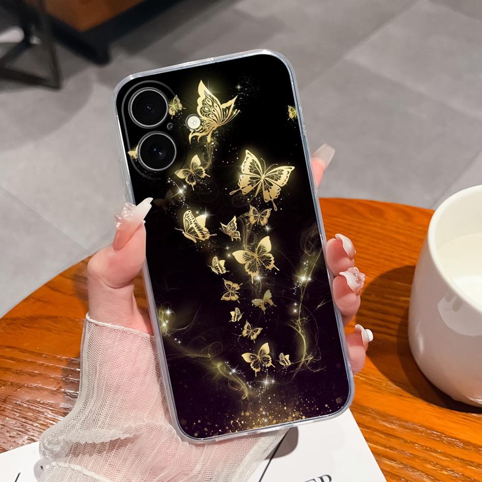 

Для Apple iPhone 16 Plus Pro Max 16plus iPhone 16 чехол для телефона протектор экрана милый милый чехол для девочек прозрачный мягкий силиконовый бампер для iPhone Capas iPhone 16 Plus