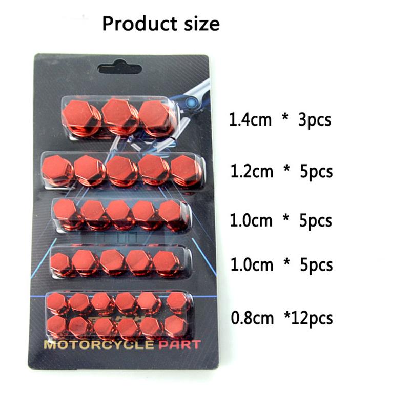 30pcs/set Motorcycle Accessories Head Screw Nut Electroplated  Cap Cover Fits Decoration Cover For Yamaha Kawasaki Honda
