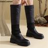 Winter Shoes Woman Snow Boots Warm Fur Plush Casual Wedge Knee High Boots Girls Black Waterproof Shoes Ladies